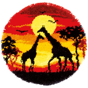 VER Knüpfformteppichpackung Giraffe Sonnenuntergang
