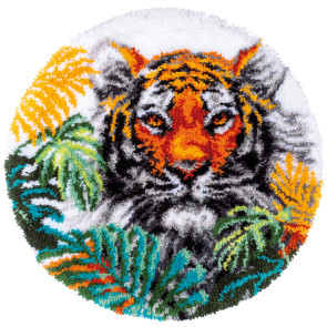 VER Knüpfformteppichpackung Tiger im Dschungelblättern