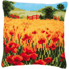 VER Kreuzstichkissenpackung Mohnblumen Landschaft