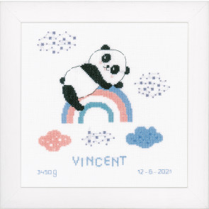 VER Zählmusterpackung Panda auf Regenbogen