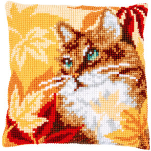 VER Kreuzstichkissenpackung Katze mit Herbstlaub