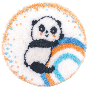 VER Knüpfformteppichpackung Panda auf Regenbogen