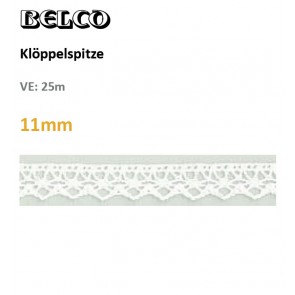 Klöppelspitze 11mm, weiß    100%Bw.