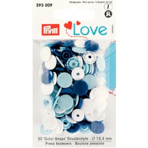 Prym Love Druckknopf Color KST 12,4 mm blau/weiß/hellblau