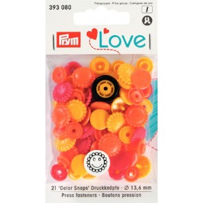 Prym Love Druckknopf Color Blume 13,6 mm gelb/rot/gold