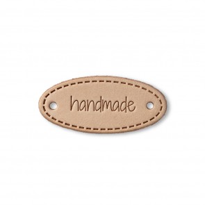 Prym Handmade Label Leder natur oval