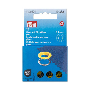 Prym Ösen mit Scheiben, 8 mm, gelb/silberfarbig  #