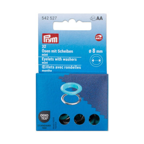 Prym Ösen mit Scheiben, 8 mm, mint/silberfarbig #
