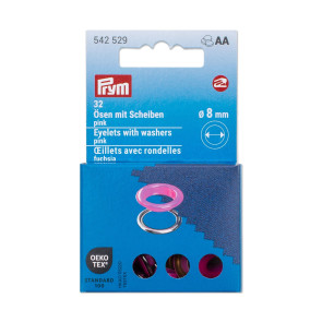 Prym Ösen mit Scheiben, 8 mm, pink/silberfarbig  #