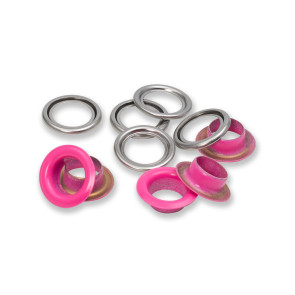 Prym Ösen mit Scheiben MS 11mm pink-silberfarbig