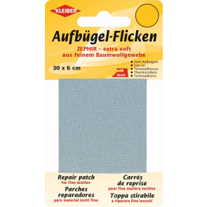 KLEIBER Zephir-Aufbügel-Flicken 30cmx6cm/hellgrau
