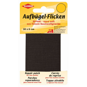 KLEIBER Zephir-Aufbügel-Flicken 30cmx6cm/schwarz