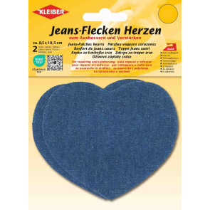 KLEIBER Jeans-Flecken Herzen 2x8,5cmx10,5cm/mittelblau