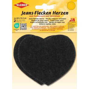 KLEIBER Jeans-Flecken Herzen 2x8,5cmx10,5cm/schwarz