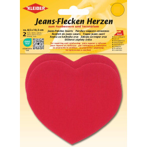 KLEIBER Jeans-Flecken Herzen 2x8,5cmx10,5cm/rot