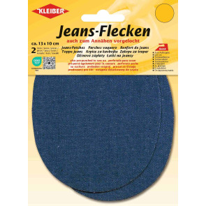 KLEIBER Jeans-Bügelflecken oval 2x13cmx10cm/mittelblau