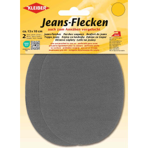 KLEIBER Jeans-Bügelflecken oval 2x13cmx10cm/grau