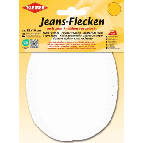 KLEIBER Jeans-Bügelflecken oval 2x13cmx10cm/weiß
