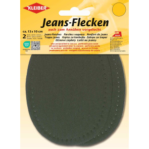KLEIBER Jeans-Bügelflecken oval 2x13cmx10cm/oliv