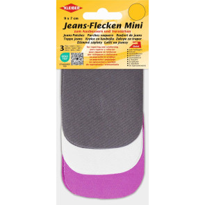 KLEIBER Jeans-Flecken Mini 9x7cm/2xgrau,2xweiß,2xpink