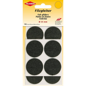 KLEIBER Filzgleiter, selbstklebend 16Stk./Ø35mm/schwarz