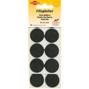 KLEIBER Filzgleiter, selbstklebend 16Stk./Ø28mm/schwarz