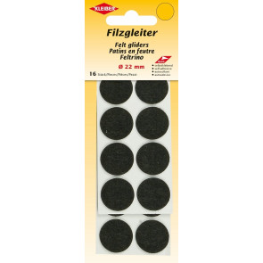 KLEIBER Filzgleiter, selbstklebend 16Stk./Ø22mm/schwarz