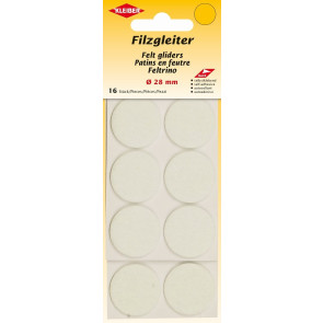 KLEIBER Filzgleiter, selbstklebend 16Stk./Ø28mm/weiß