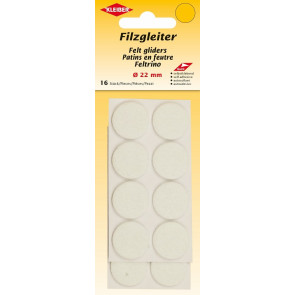 KLEIBER Filzgleiter, selbstklebend 16Stk./Ø22mm/weiß