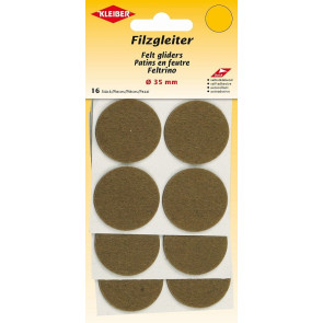 KLEIBER Filzgleiter, selbstklebend 16Stk./Ø35mm/braun