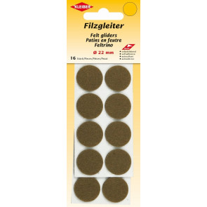 KLEIBER Filzgleiter, selbstklebend 16Stk./Ø22mm/braun