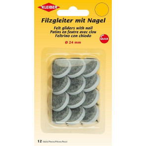 KLEIBER Filzgleiter mit Dorn 12Stk./Ø24mm/grau