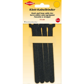KLEIBER Kabelbinder, Klett 4x15cm/schwarz