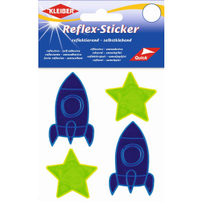 KLEIBER Reflex-Sticker Ø4cmSterngelb/3,5x6cmRaketeblau