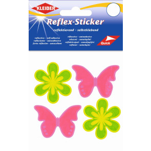 KLEIBER Reflex-Sticker je2xBlume gelb,Schmetterling pink