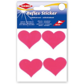 KLEIBER Reflex-Sticker Herzen 4x4,8cmx3,9cm/pink