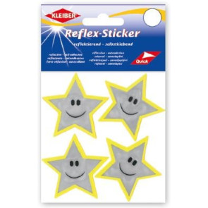 KLEIBER Reflex-Sticker Sterne m. Gesicht /silberm.gelb