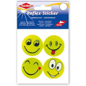 KLEIBER Reflex-Sticker Funny Face 4xØ4,8cm/gelb
