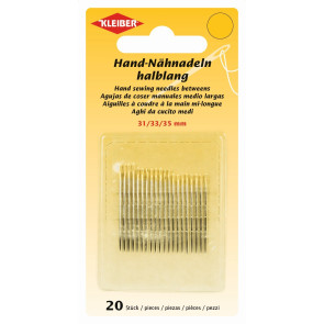 KLEIBER Handnähnadeln halblang, m. Goldöhr 20Stk.sortiert
