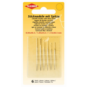 KLEIBER Sticknadeln m. Spitze, m. Goldöhr 6Stk./sortiert