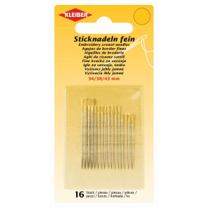 KLEIBER Sticknadeln fein, m. Goldöhr 16Stk./sortiert