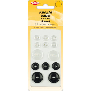 KLEIBER Knöpfe 13Stk./8xweiß,5xschwarz