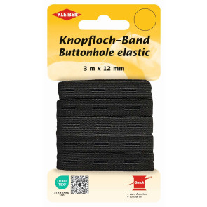 KLEIBER Knopflochband 12mmx3m/schwarz