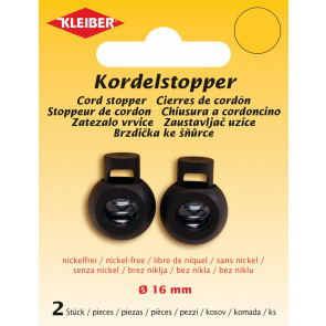 KLEIBER Kordelstopper Kunststoff 2Stk./Ø16mm/schwarz