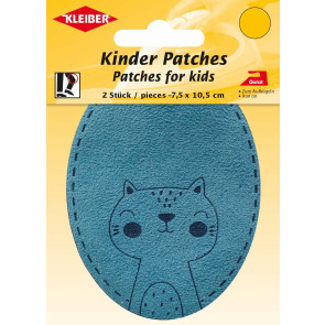 KLEIBER Kinder Bügel-Patch / Katze 2x7,5x10,5cm/blau