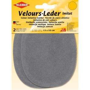 KLEIBER Velours-Bügelflecken oval 2x13cmx10cm/mittelgrau