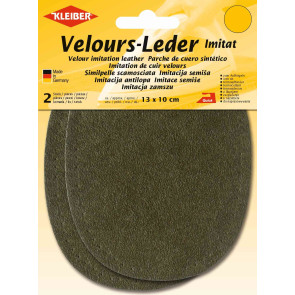 KLEIBER Velours-Bügelflecken oval 2x13cmx10cm/oliv