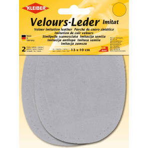 KLEIBER Velours-Bügelflecken oval 2x13cmx10cm/hellgrau
