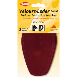 KLEIBER Velour-Leder Imitat Bügel-Patch 2x8,5x17,5cm/rot