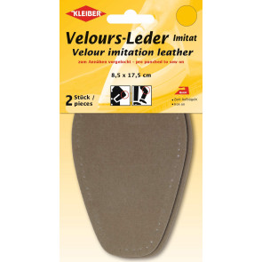 KLEIBER Velour-Leder Imitat Bügel-Patch 2x8,5x17,5cm/beige